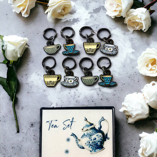 Tea set knitting stitch markers