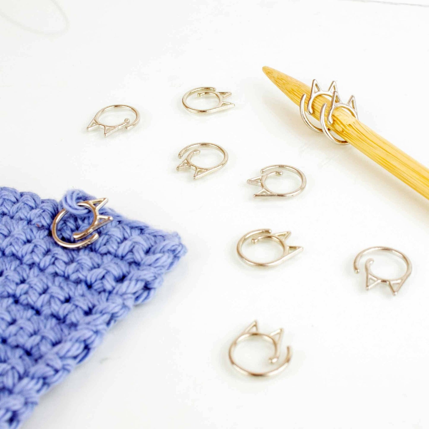 Cat Clips - Simple Removable Stitch Markers - Silver
