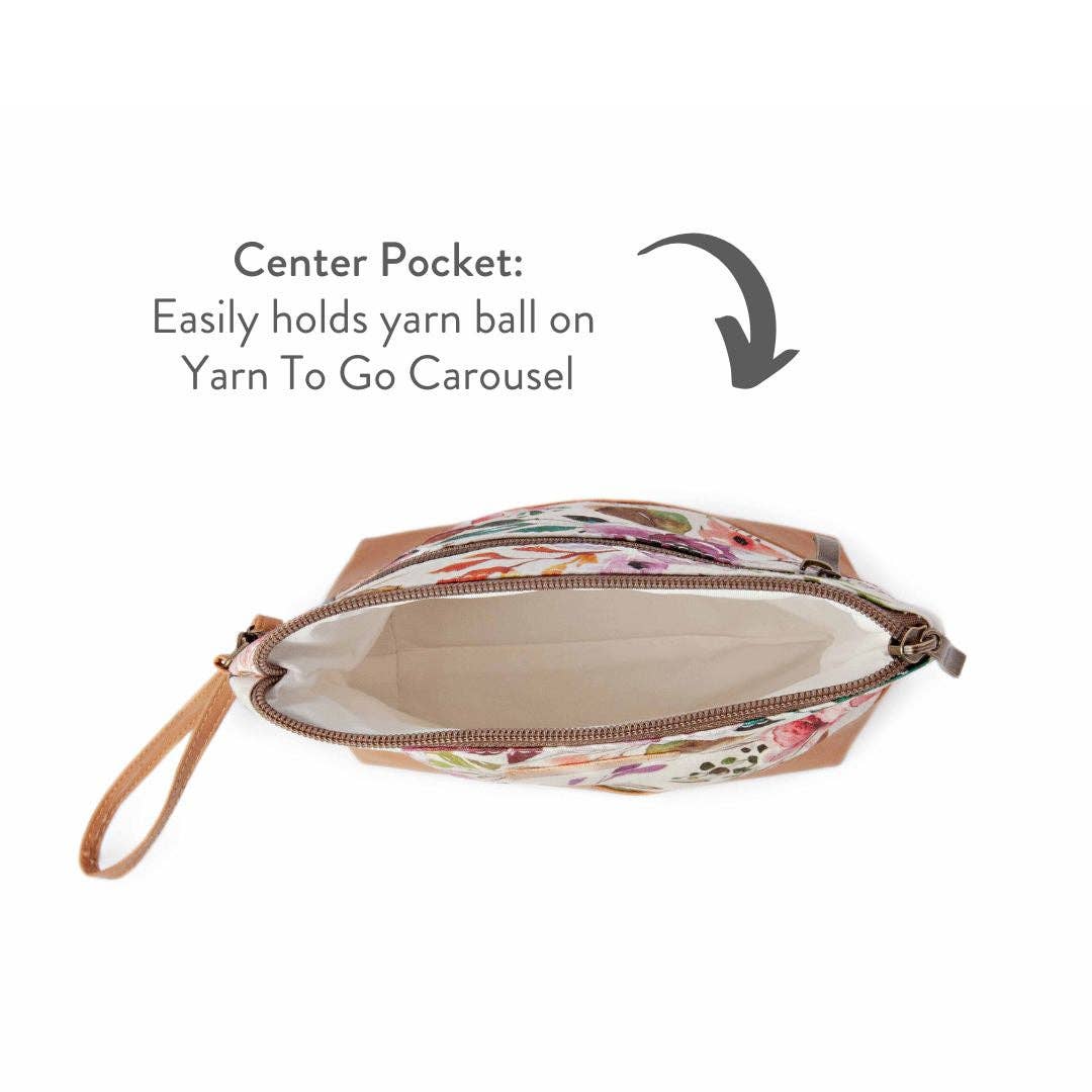 Mini Trini Bag – Small Zippered Sock Project Bag - Spring Floral