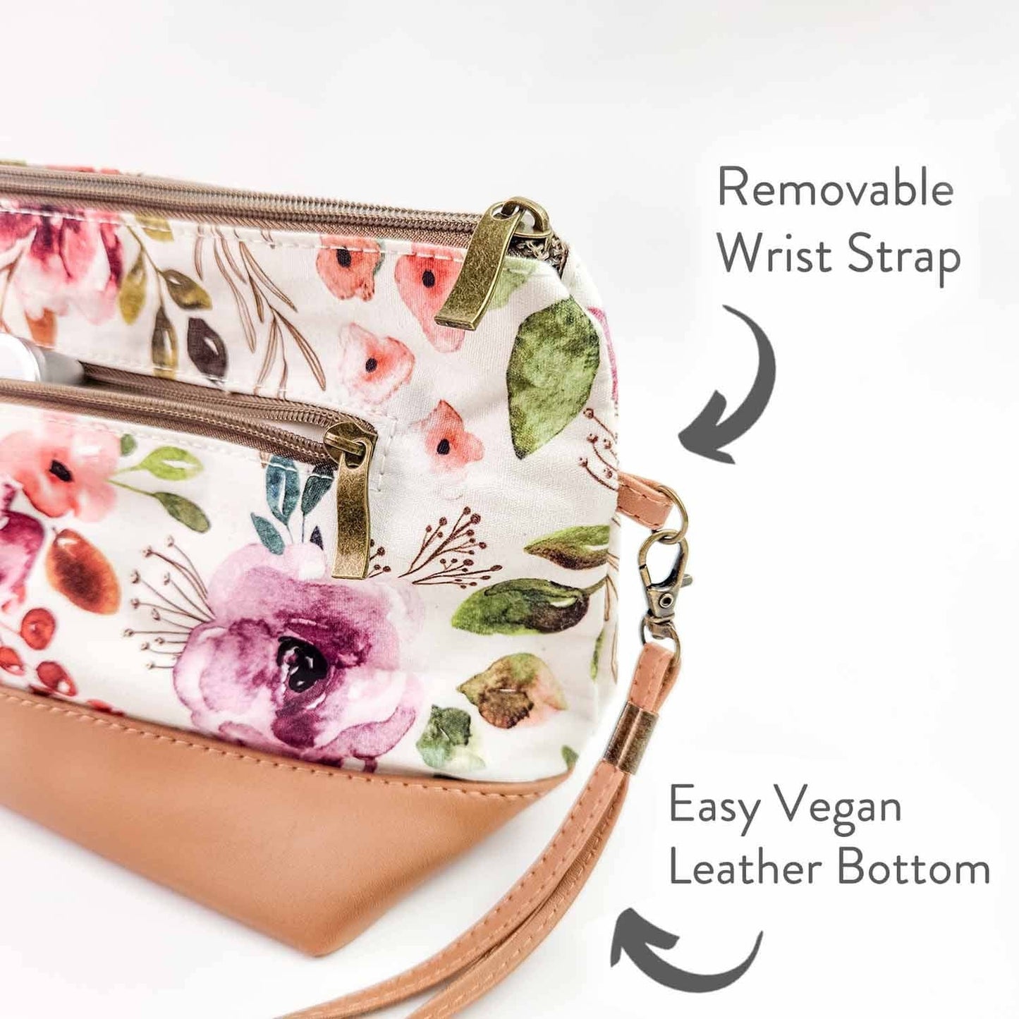 Spring Floral Trinity Bag – Medium Zippered Knitting Project Bag
