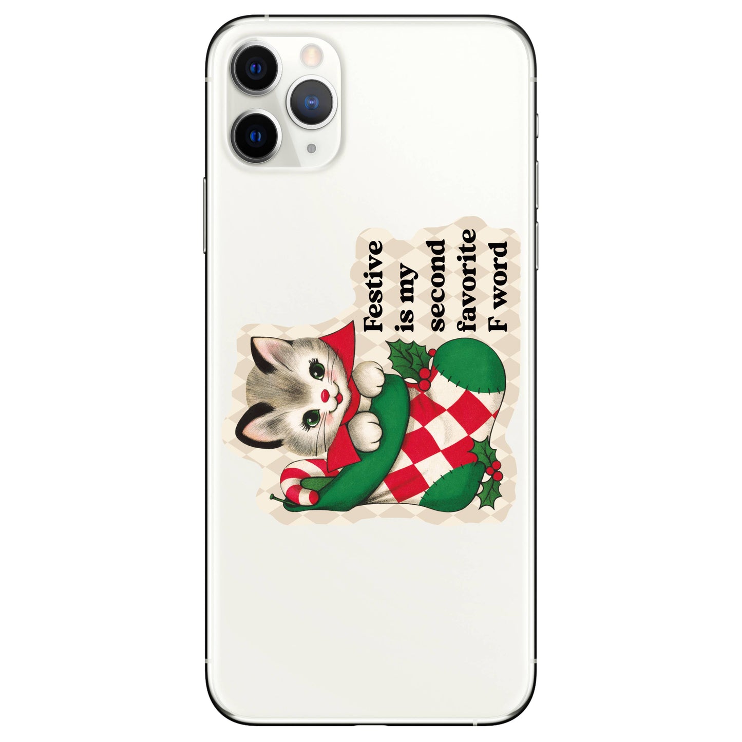 Holiday Christmas Cat Swear High Quality Vinyl Sticker