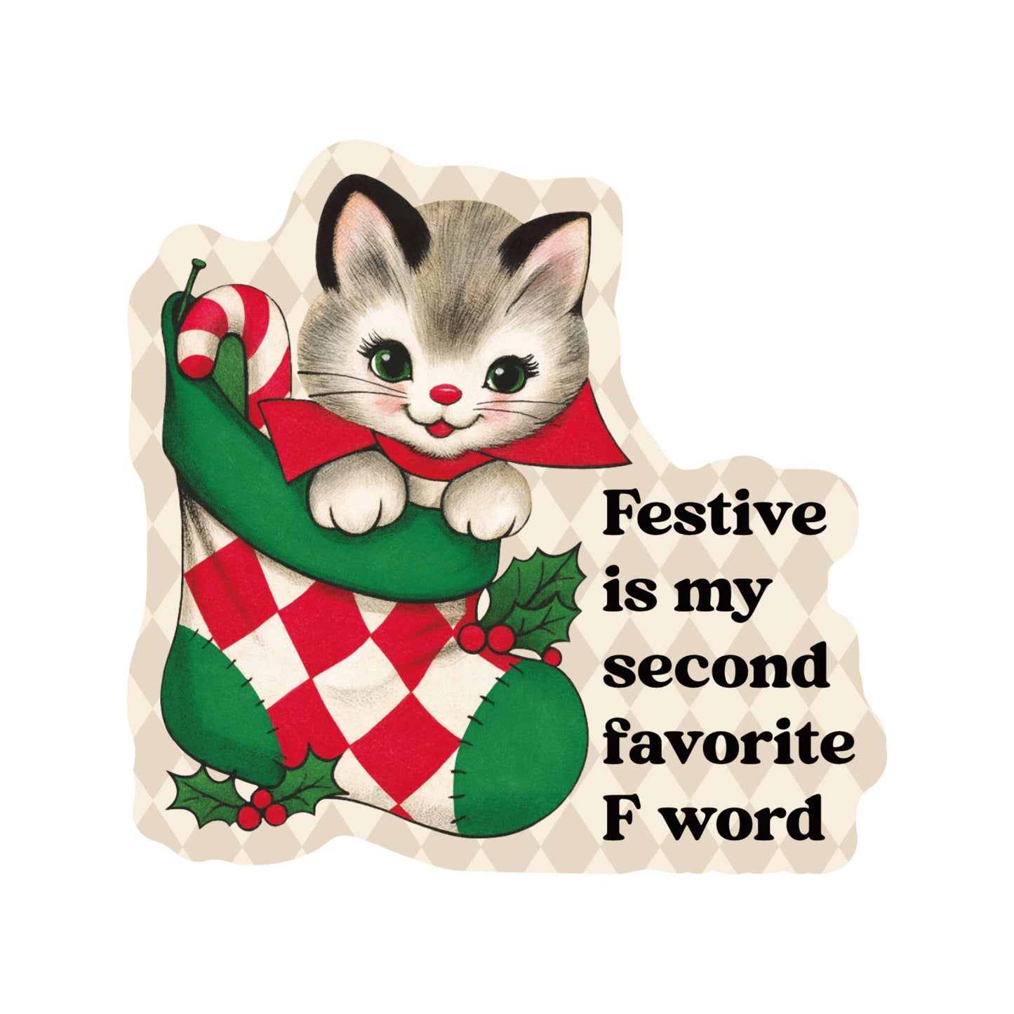 Holiday Christmas Cat Swear High Quality Vinyl Sticker