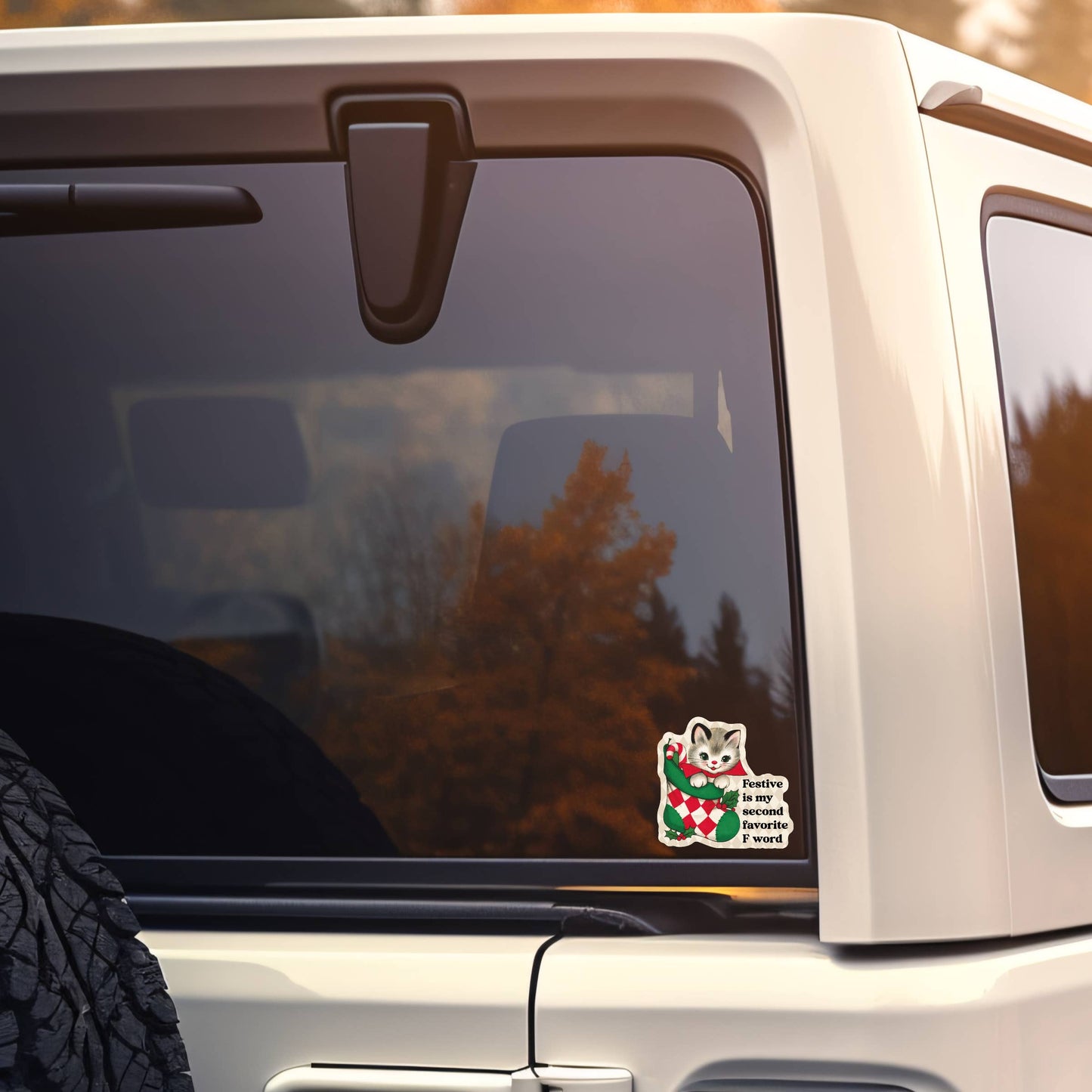 Holiday Christmas Cat Swear High Quality Vinyl Sticker