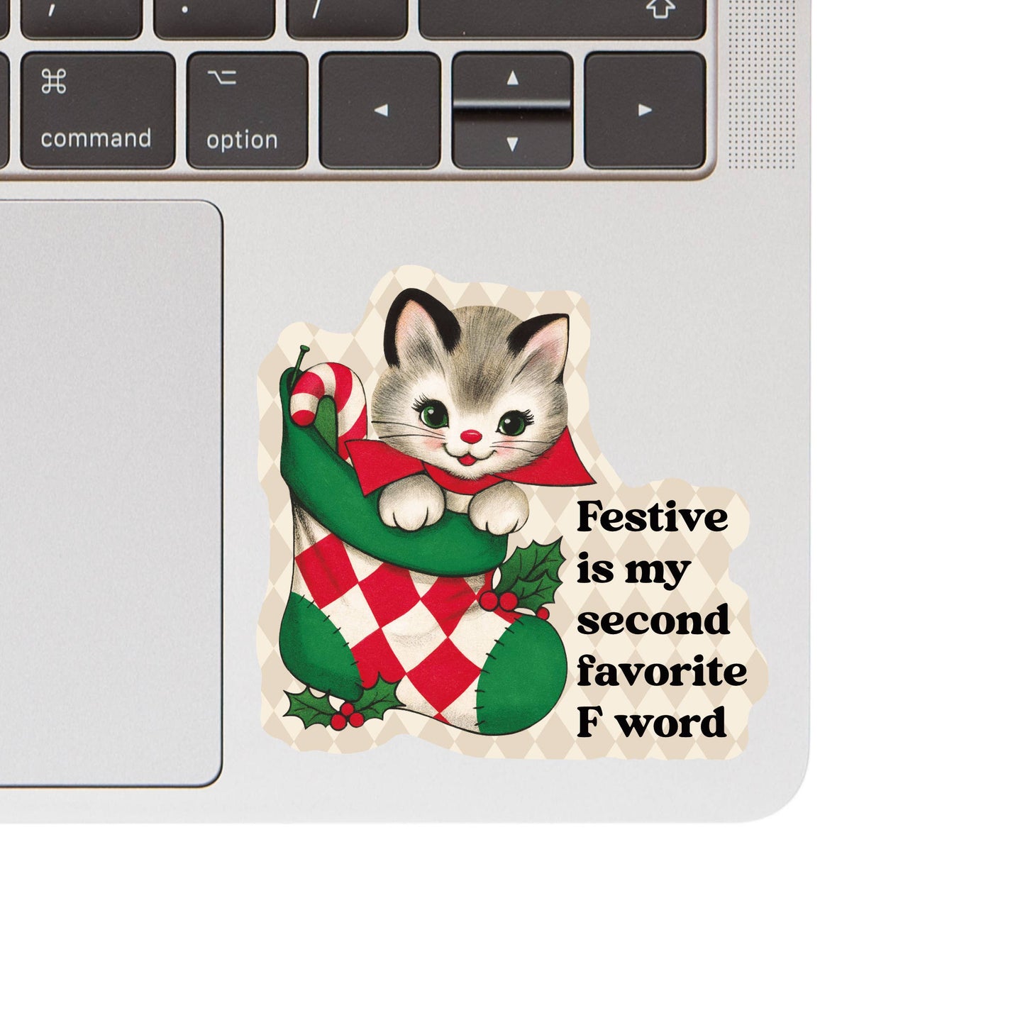 Holiday Christmas Cat Swear High Quality Vinyl Sticker