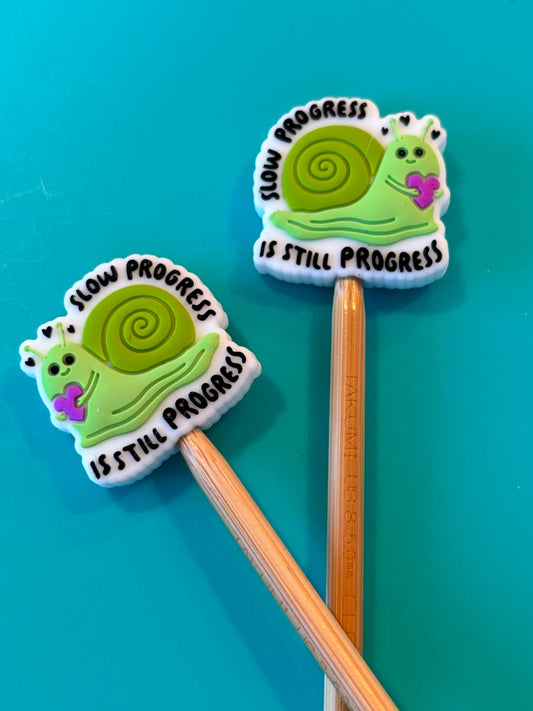 Knitting Needle Point Protector Slow Knitting Progress Snail