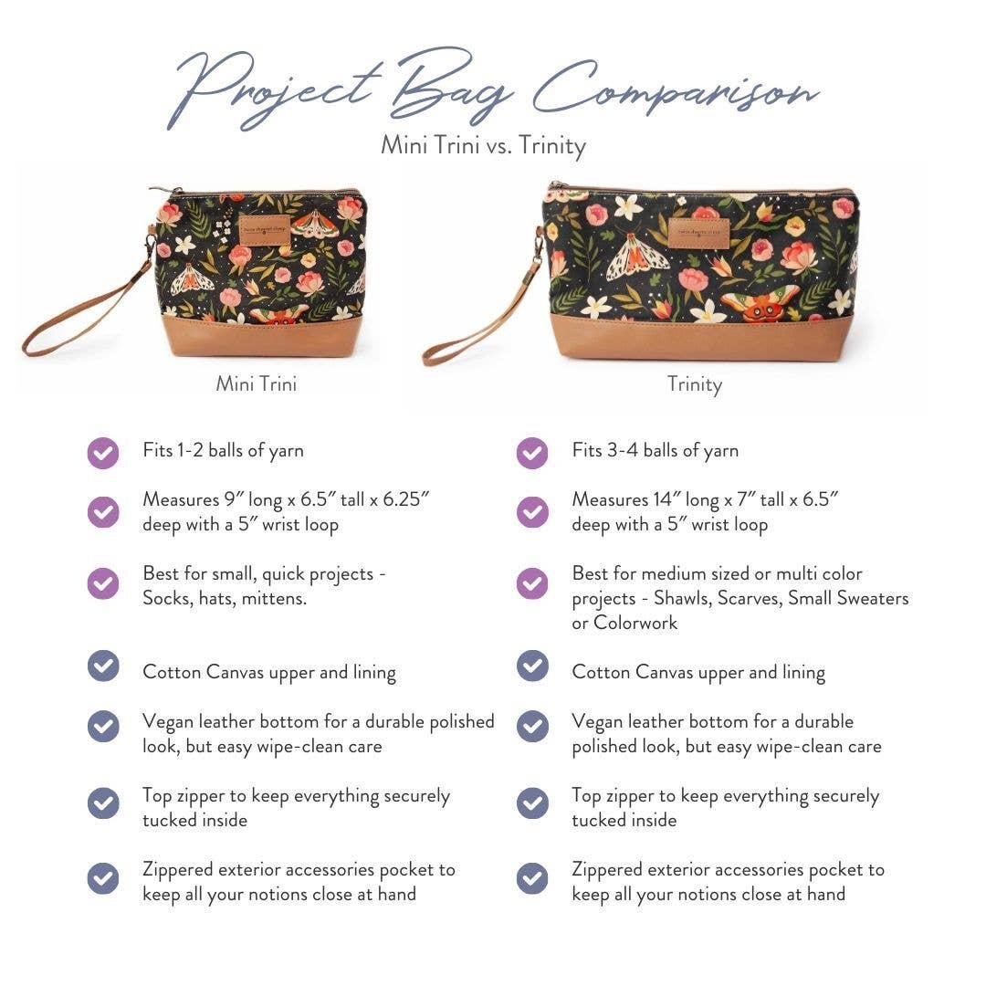 Mini Trini Bag – Small Zippered Sock Project Bag - Night Forest