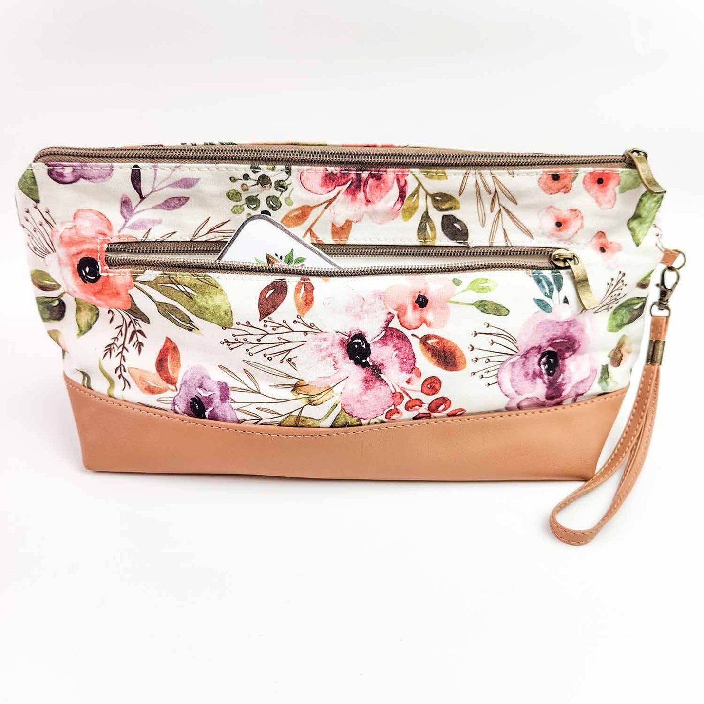 Spring Floral Trinity Bag – Medium Zippered Knitting Project Bag
